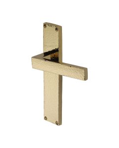 Heritage Brass Polished Brass Delta Hammered Door Handle on Plate - Lever Latch