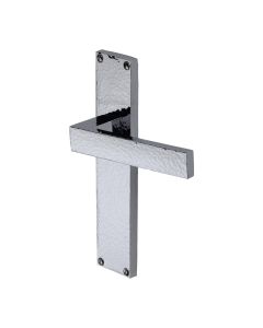 Heritage Brass Polished Chrome Delta Hammered Door Handle on Plate - Lever Latch