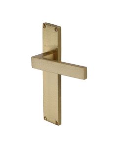 Heritage Brass Satin Brass Delta Hammered Door Handle on Plate - Lever Latch