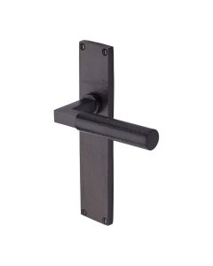 Heritage Brass Matt Bronze Bauhaus Hammered Door Handle on Plate - Lever Latch