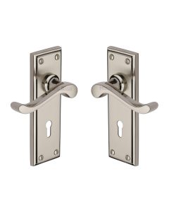 Heritage Brass Mercury Split Finish Edwardian Door Handle on Plate - Lever Lock
