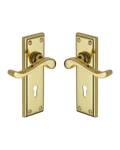 Heritage Brass Polished Brass Edwardian Door Handle on Plate - Lever Lock