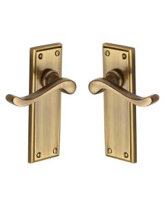 Heritage Brass Antique Brass Edwardian Door Handle on Plate - Lever Latch
