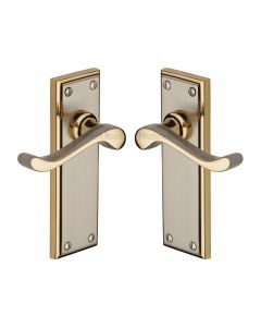 Heritage Brass Jupiter Split Finish Edwardian Door Handle on Plate - Lever Latch