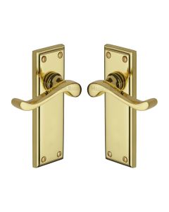 Heritage Brass Polished Brass Edwardian Door Handle on Plate - Lever Latch