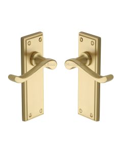 Heritage Brass Satin Brass Edwardian Door Handle on Plate - Lever Latch