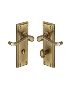 Heritage Brass Antique Brass Edwardian Door Handle on Plate - Bathroom Set