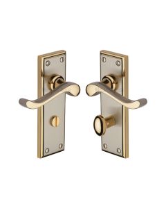 Heritage Brass Jupiter Split Finish Edwardian Door Handle on Plate - Bathroom Set