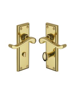 Heritage Brass Polished Brass Edwardian Door Handle on Plate - Bathroom Set