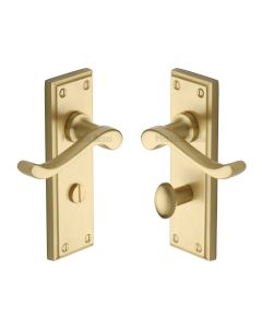 Heritage Brass Satin Brass Edwardian Door Handle on Plate - Bathroom Set
