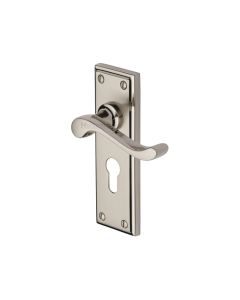 Heritage Brass Mercury Split Finish Edwardian Door Handle on Plate - Euro Profile