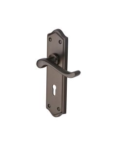 Heritage Brass Matt Bronze Buckingham Door Handle on Plate - Lever Lock