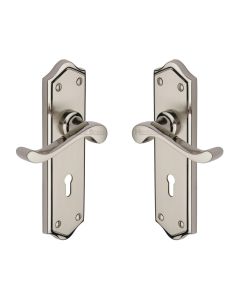Heritage Brass Mercury Split Finish Buckingham Door Handle on Plate - Lever Lock