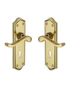 Heritage Brass Polished Brass Buckingham Door Handle on Plate - Lever Lock