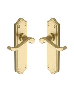 Heritage Brass Satin Brass Buckingham Door Handle on Plate - Lever Latch