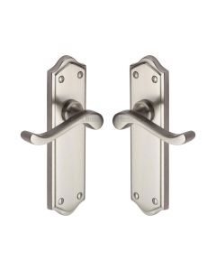 Heritage Brass Satin Nickel Buckingham Door Handle on Plate - Lever Latch