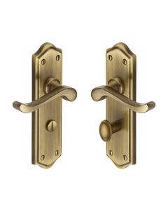 Heritage Brass Antique Brass Buckingham Door Handle on Plate - Bathroom Set