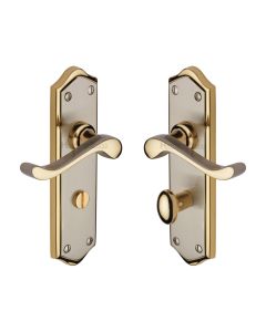Heritage Brass Jupiter Split Finish Buckingham Door Handle on Plate - Bathroom Set