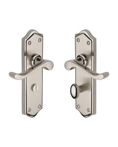 Heritage Brass Mercury Split Finish Buckingham Door Handle on Plate - Bathroom Set