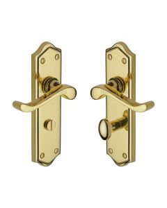 Heritage Brass Polished Brass Buckingham Door Handle on Plate - Bathroom Set