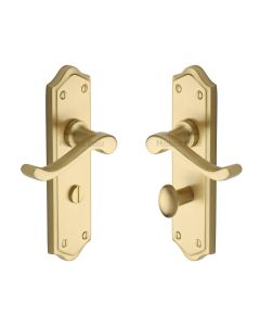 Heritage Brass Satin Brass Buckingham Door Handle on Plate - Bathroom Set