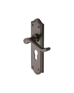 Heritage Brass Matt Bronze Buckingham Door Handle on Plate - Euro Profile
