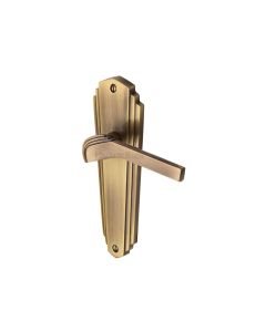 Heritage Brass Antique Brass Waldorf Door Handle on Plate - Lever Latch