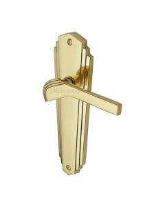 Heritage Brass Polished Brass Waldorf Door Handle on Plate - Lever Latch
