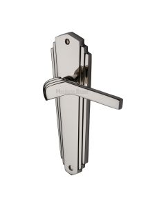 Heritage Brass Polished Nickel Finish Waldorf Door Handle on Plate - Lever Latch