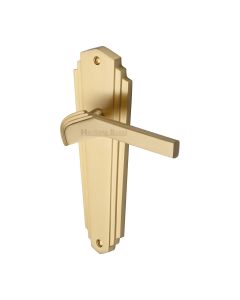 Heritage Brass Satin Brass Waldorf Door Handle on Plate - Lever Latch