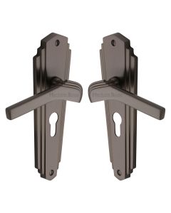Heritage Brass Matt Bronze Waldorf Door Handle on Plate - Euro Profile