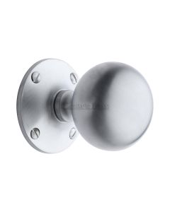 Heritage Brass Satin Chrome Westminster Door Knob on Rose -