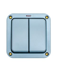 Eurolite Euroseal IP66 Weatherproof  20A 2 Gang 2 Way Switch With Neon  | WP3022
