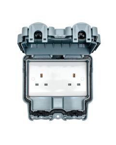 Eurolite Euroseal IP66 13A 2 Gang Lockable Weatherproof Outdoor Unswitched Socket Double Pole  | WP4040