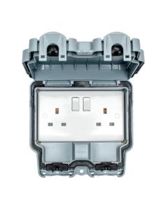 Eurolite Euroseal IP66 13A 2 Gang Lockable Weatherproof Outdoor Switched Socket Double Pole  | WP4100