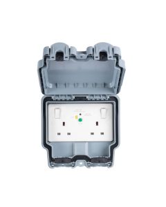 Eurolite Euroseal IP66 Weatherproof 13A 2 GANG DP RCD SWITCHED SOCKET, PASSIVE-30MA TYPE A | WP5023