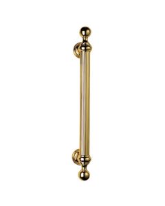 494mm Polished Brass Reeded Grip Bolt Through Pull Handle
