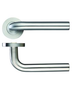 Set Satin Stainless Steel Lever on round rose