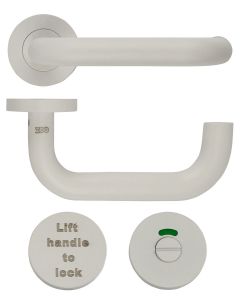 Matt White Lift to Lock Return to Door Lever Set | ZCS030LLPCW