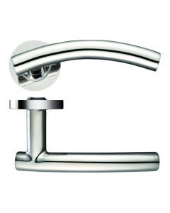 Set Polished Stainless Steel Lever on round rose
