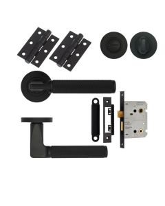 BATHROOM PACK - Matt Black Bilbao Knurled Lever Door Pack