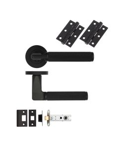 LATCH PACK - Matt Black Bilbao Knurled Lever Door Pack 