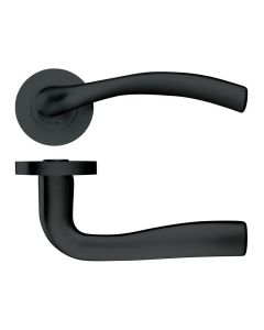 Set Oscuro Matt Black Siena Designer Lever on round rose | ZPZ050OMB