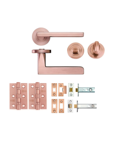 BATHROOM PACK - Tuscan Rose Gold Venice Lever Door Handle Set