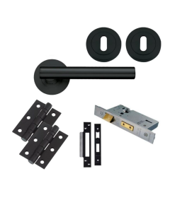 Matt Black Lucca Lever Handle Door Kit - Lock