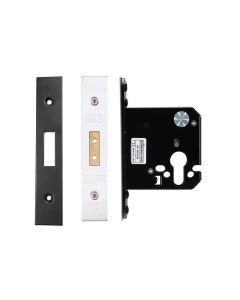 76mm Powder Coated Black UK Euro Cylinder Mortice Deadlock | ZUKD76EPPCB