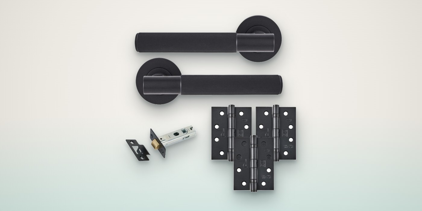 Eclipse door pack with matching lever handles, hinges and latch
